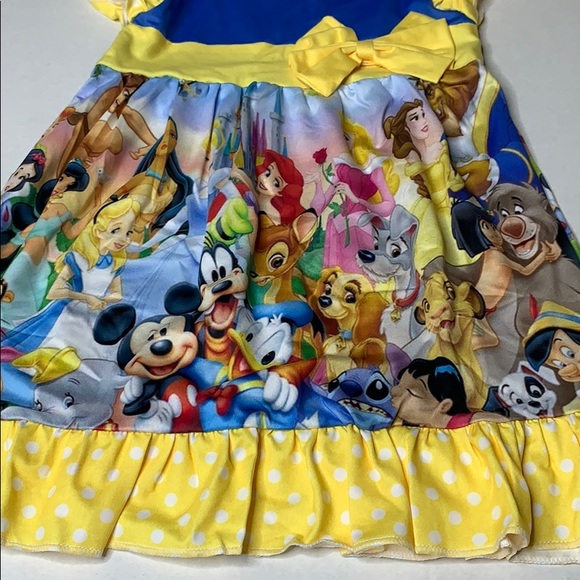 Disney Boutique Style Dress yellow Mickey Minnie - Picture 3 of 9